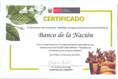 MINAM premia ecoeficiencia del Banco de la Nación 